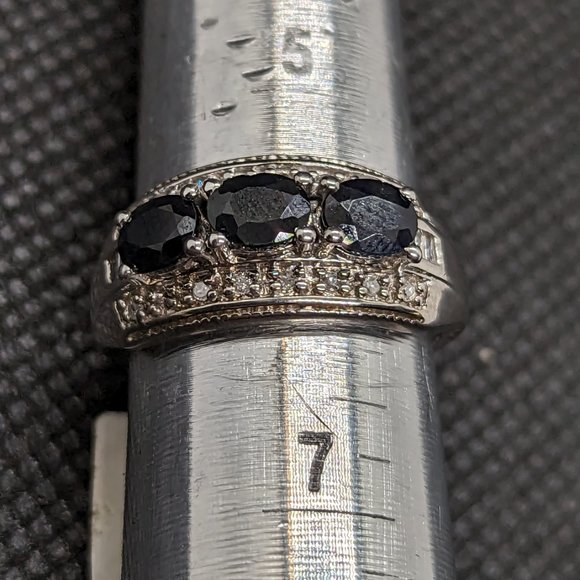 Blue Sapphire or Blue Tourmaline Ring in Sterling - Picture 2 of 5